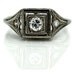 RESERVED RESERVED Vintage Engagement Geometric Square0.31ctw Diamond Filigree Ring 18K White Gold Gold European Cut Diamond Wedding Ring