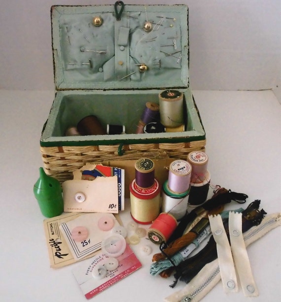 Sewing Box with sewing accessories and buttons included Mid