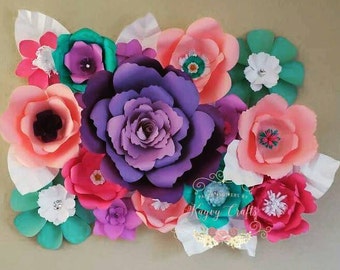 Mixed colors extra Large Paper Flowers wall backdrop. Great