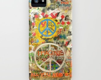 The Beatles iPhone Case John Lennon Peace Sign 6, 5, SE, 4s, 4, 3gs, 3 Imagine All You Need is Love