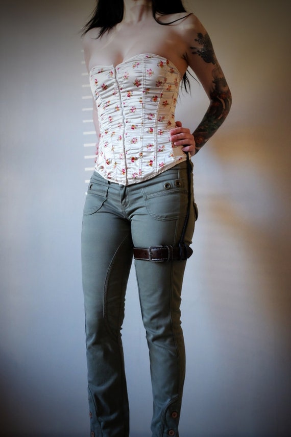 Unisex Leather Thigh Garter Belt Brown steampunk burning