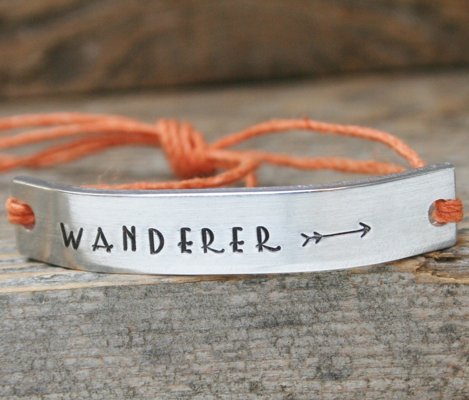 Custom Stamped Jewelry WANDERER Bracelet ONE Hand Stamped
