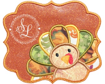 Turkey Applique Design - Thanksgiving Applique - Fall Applique - Machine Embroidery Design - Holiday Applique Design - Thanksgiving Turkey