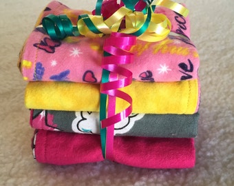 Princess Daydreams - Set of 4 Reversible Burp Cloths - Ready to Ship by PiquantDesigns