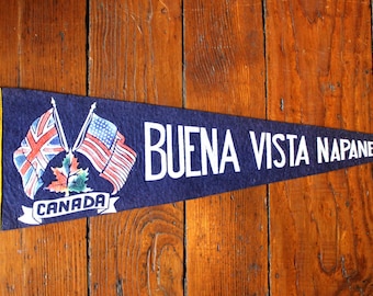 Oh Canada...Vintage Buena Vista Napanee Canada Felt Pennant, Travel Pennant, Souvenir Pennant