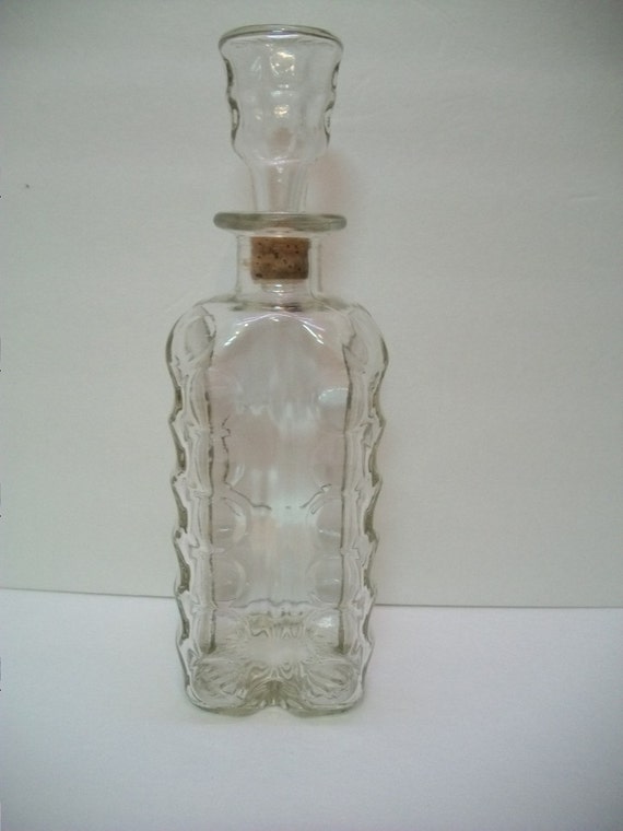 Vintage Glass Bottle Whiskey Decanter Liquor Bottle by