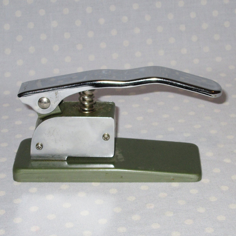 Vintage Paper Punch Unusual Single Triangle Office Industrial Metal