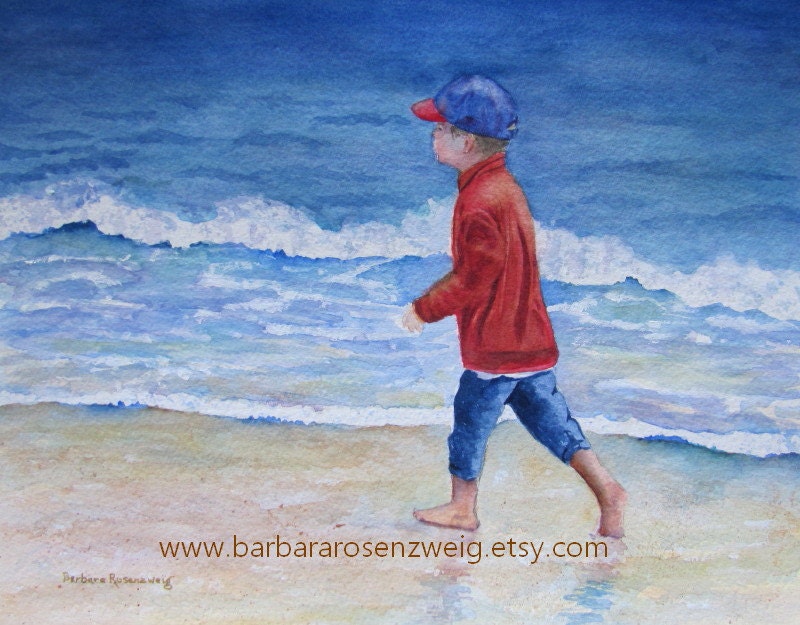 Beach Boy Print Beach Painting Beach Wall Art Child Room