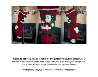 Santa Vintage Knit Christmas Stocking Pattern
