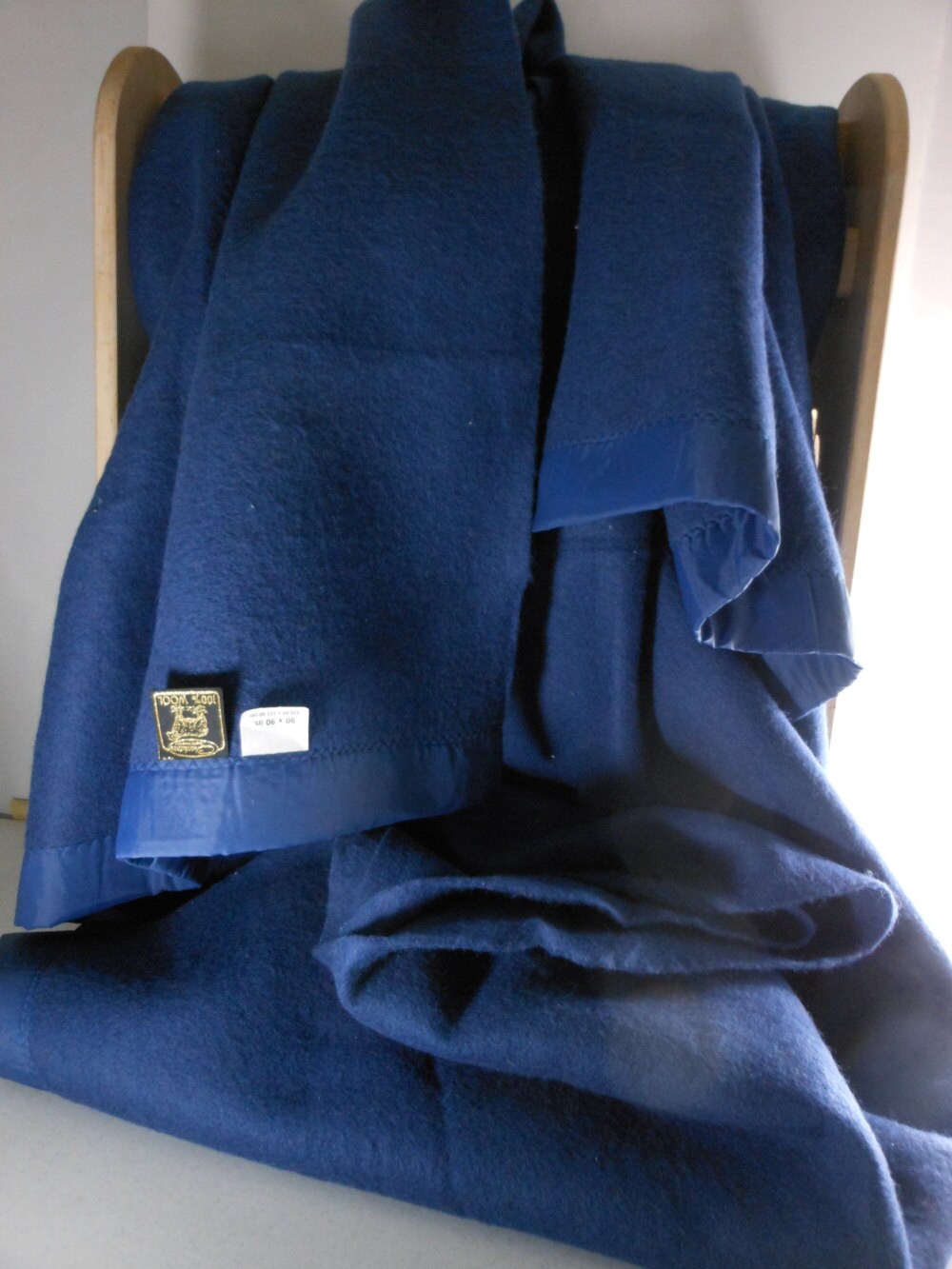 CHATHAM Wool Blanket Dark Blue 89X94 Unused
