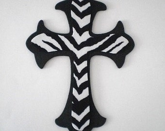 ZEBRA PRINT Wall Cross handpainted wood cross by LaurieBCreations