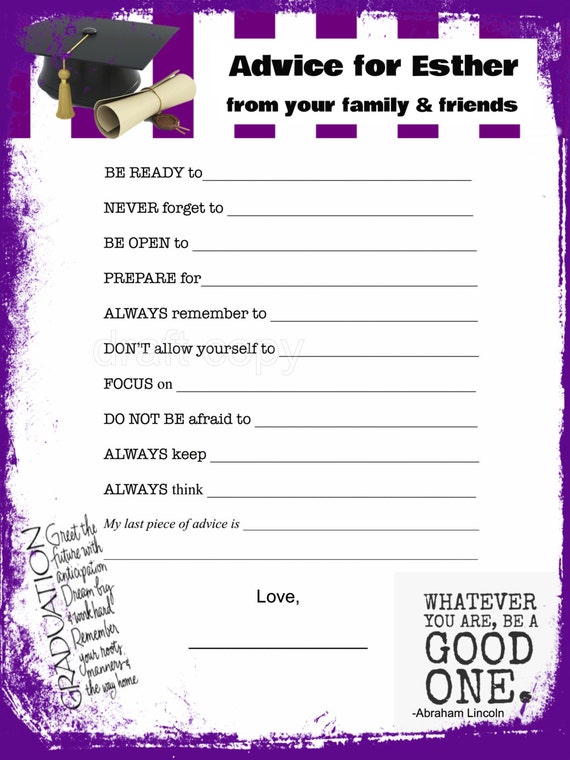 graduation advice cards instant download by 31flavorsofdesign