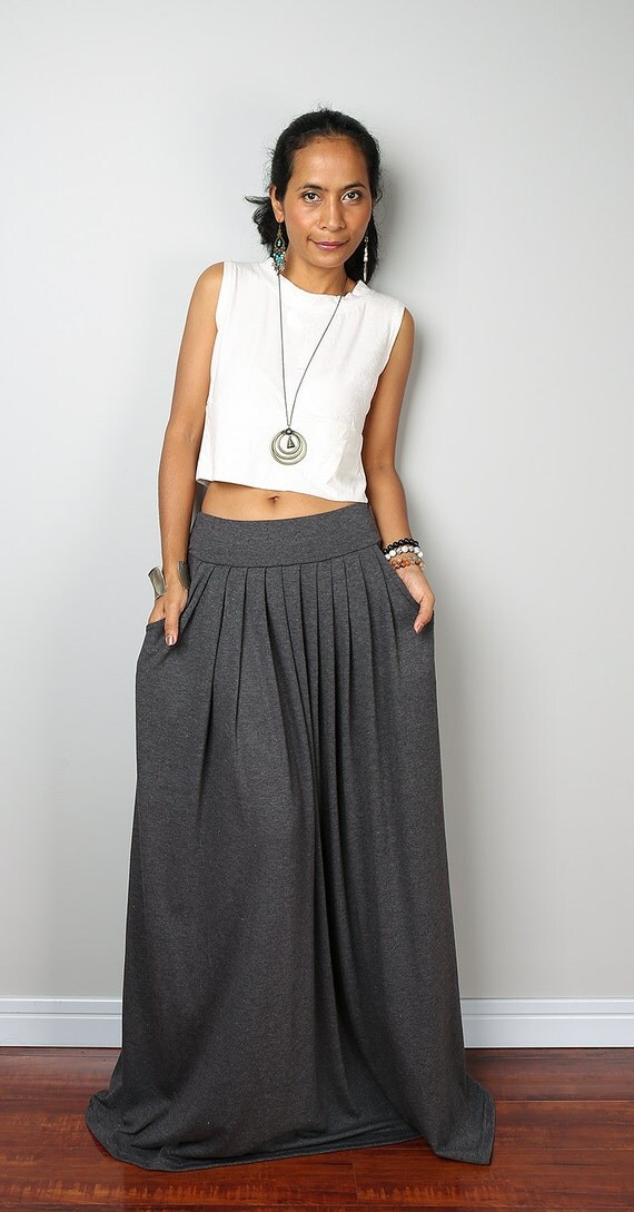 Maxi Skirt Grey Skirt Long Top Grey Skirt Urban by Nuichan