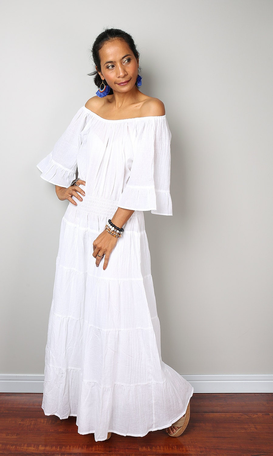 Maxi Dress White Summer Dress Long Sweetie Boho Cotton