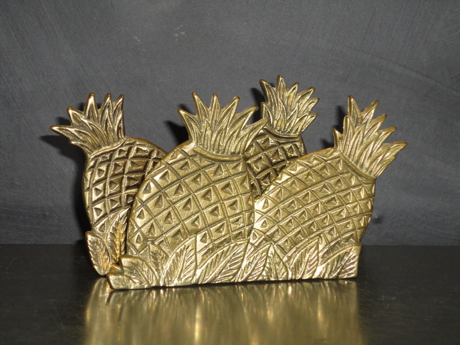 Vintage Retro Brass Pineapple Napkin Holder StandOffice OrganizerFile