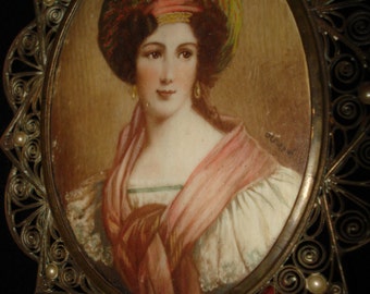 Miniature Portrait Of Aristicratic Woman