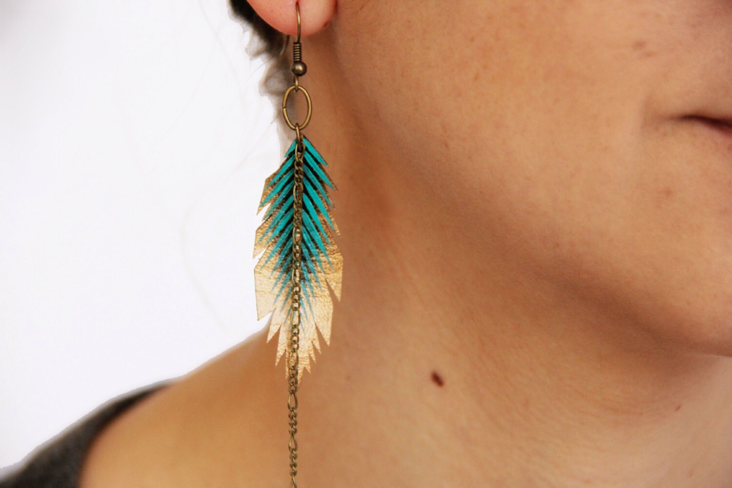 Faux Leather Jewelry Set Faux Leather Feather Earrings