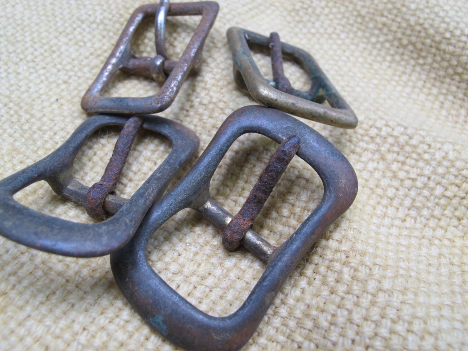 Vintage weathered horse bridle buckles set by SandrasCornerStore