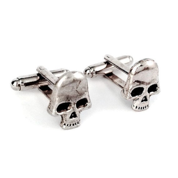Silver Skull Cufflinks Men's Handcrafted Halloween