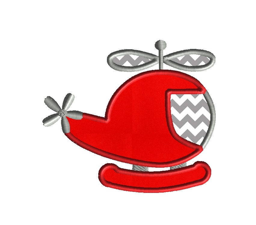 Helicopter machine embroidery applique designinstant download