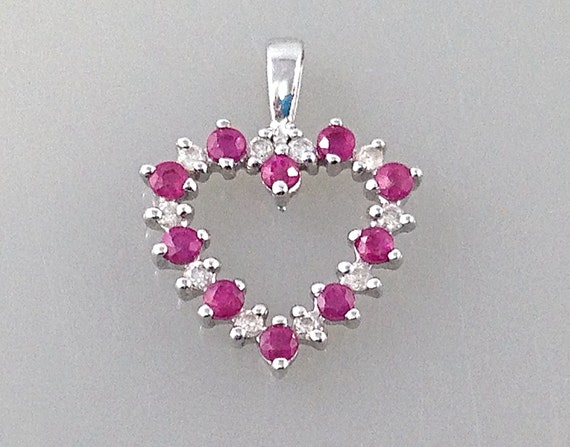 Stunning 14K ruby and diamond pendant. Gemstone by TheOldJunkTrunk