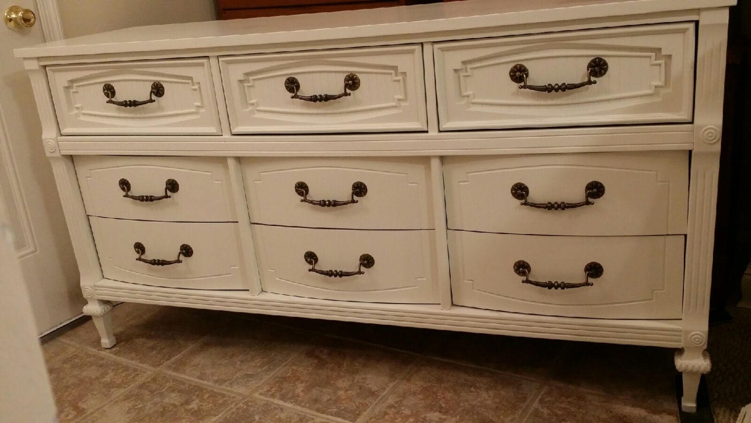 Vintage white dresser cottage chic not distressed Haute Juice