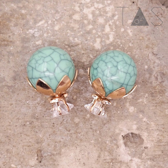 Turquoise Front and Back Earrings / Marble Earrings / Stud Earrings