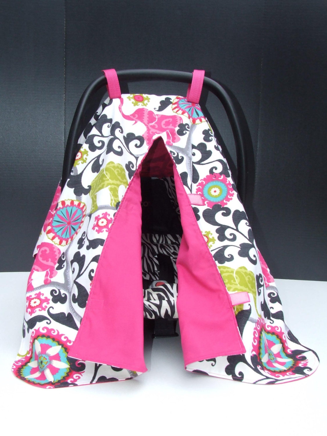 Infant car seat canopy to match a diaper bag