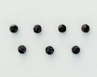 Antique faceted black glass buttons, set of 7 Victorian black glass dress buttons