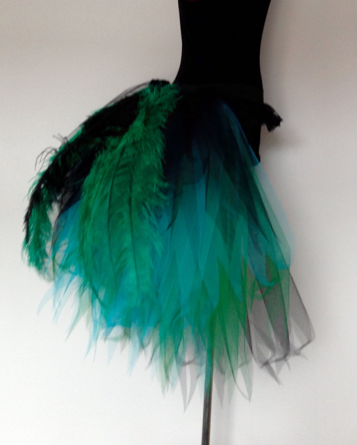 Black Green Turquoise Blue Peacock Burlesque Tutu Skirt Size 4488