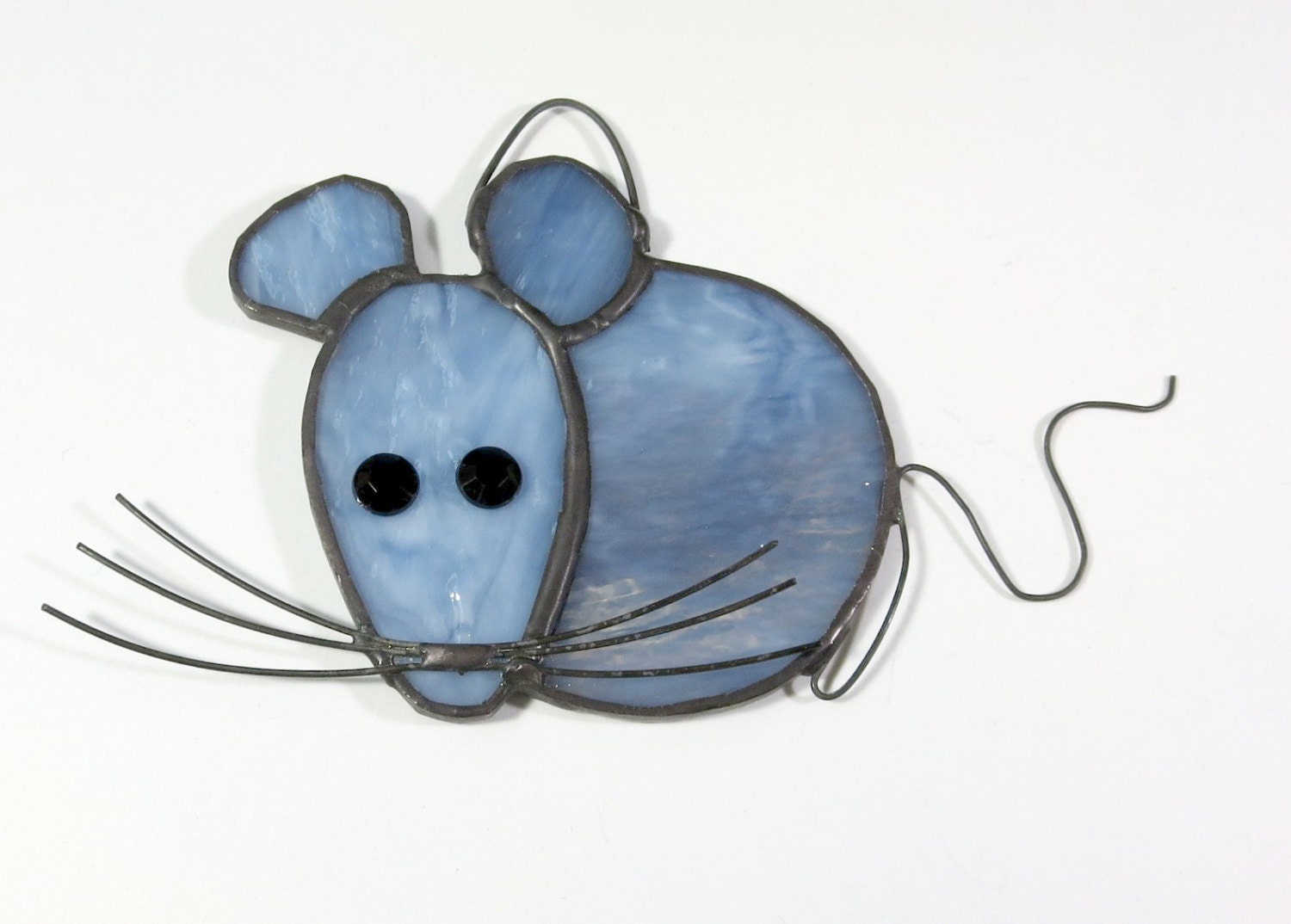Stained Glass Mouse Suncatcher in gray glass by BarbsStainedGlass