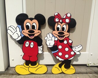 24" Disney Mickey and Minnie Mouse Decoration - Birthday Party Decor - Wall Decor - Standee - Red Polka Dots