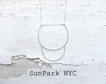 Delicate Semi Circle Hammered&Layered Sterling Silver Necklace/Silver Chain/Dainty Silver Chain/Delicate Silver Necklace/Thin Silver Chain