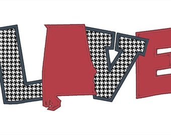 Love Alabama Applique Embroidery Design - Instant Download