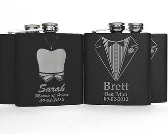 6 Flasks Personalized Groomsmen Gift Engraved Flasks