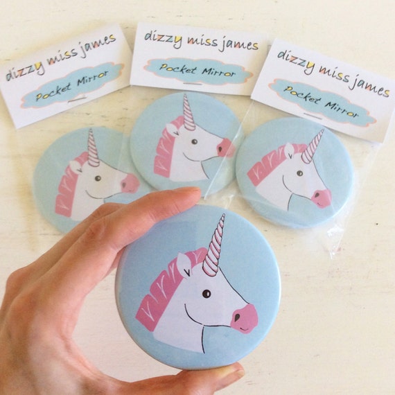 Miss Unicorn Pocket Mirror - Small Mirror - Hand Mirror - Handbag Mirror