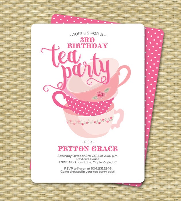 Birthday Tea Party Invitations Birthday Tea Party Invitation