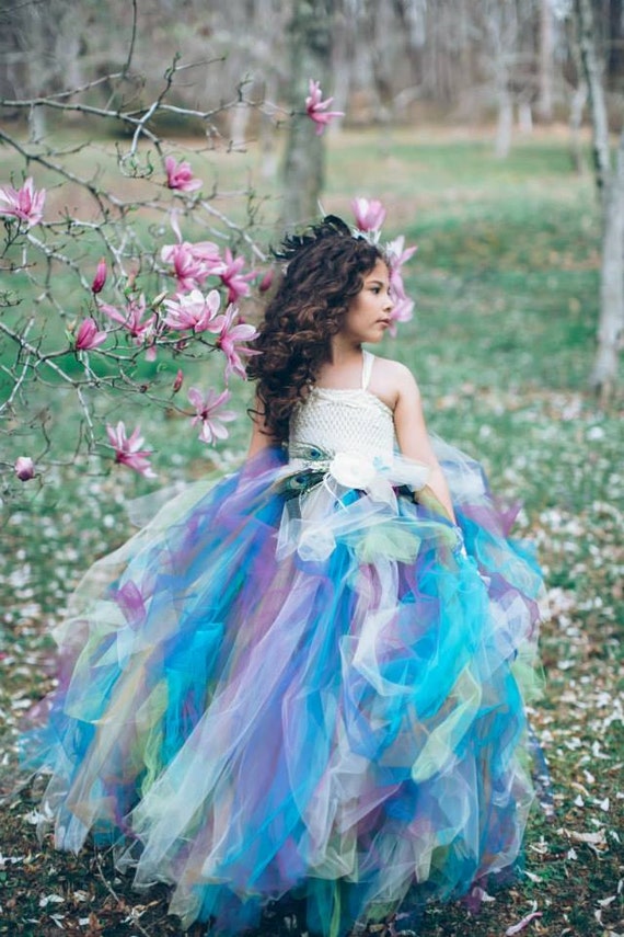 Peacock Flower Girl Dress