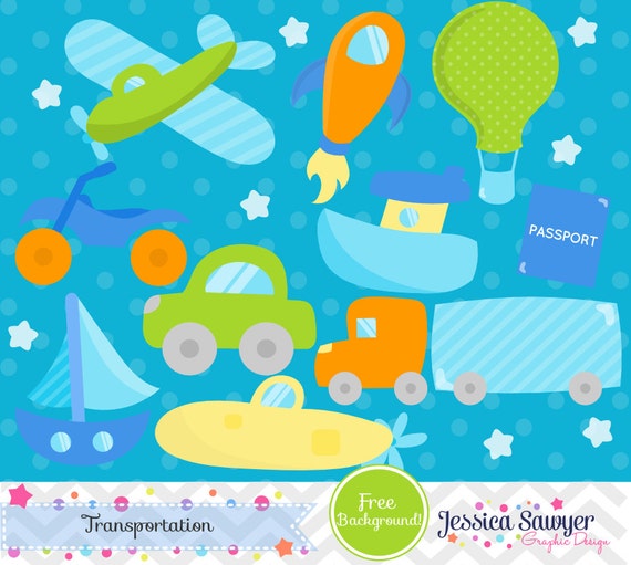 INSTANT DOWNLOAD, transportation or travel clipart and vectors for personal and commercial use Il_570xn