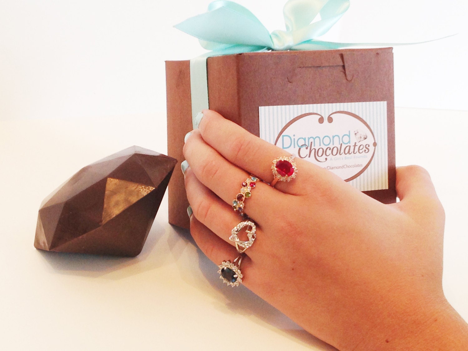 Gemstone Ring with Giant Milk Chocolate Diamond Anniversary