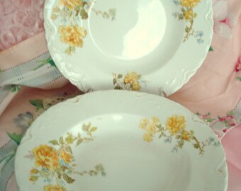 Vintage Wedding Soup Bowls Johnson Bros. England Semi-Porcelain Yellow Rose on Ivory Set of 4 Vintage Bridal Shower