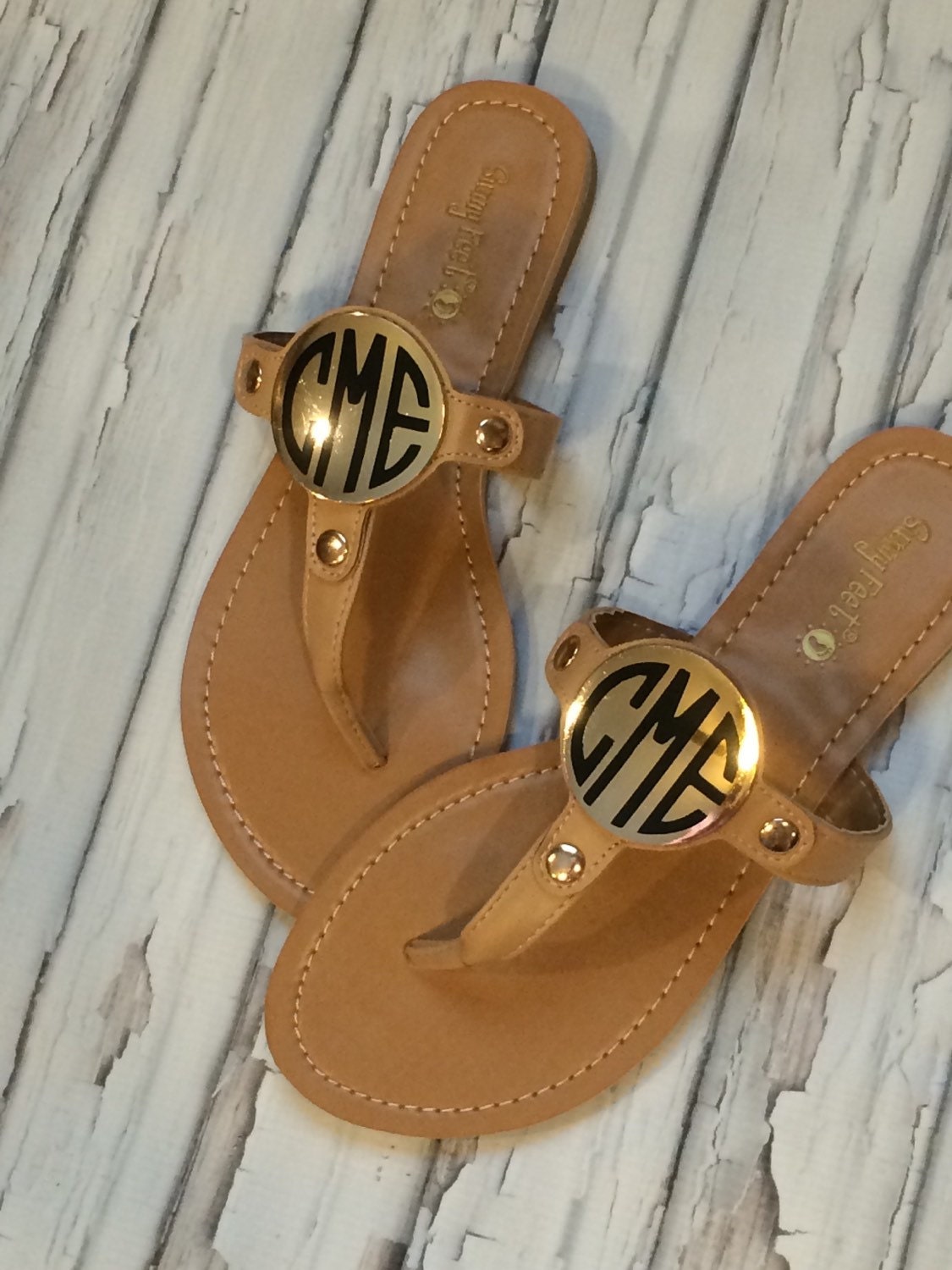 Monogrammed Sandals Personalized  T Strap Shoes Womens