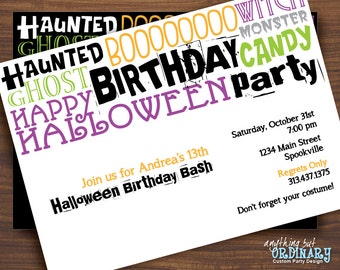 Haunted Birthday Party Invite, Halloween Birthday Invitation, printable digital file