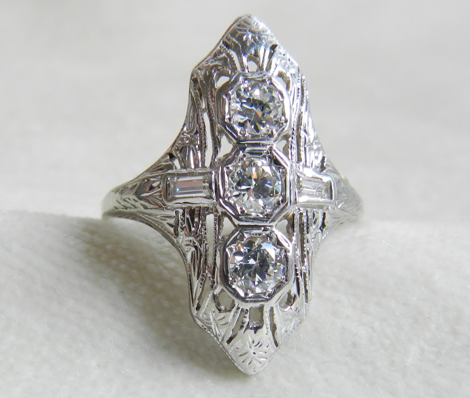 Engagement Ring 1 Ct 1920s Platinum Engagement Ring Art Deco