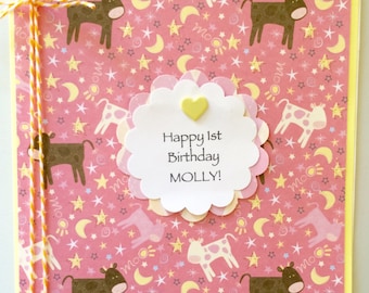 First Birthday Card-Any Birthday Card-Love You To The Moon And Back-Daughters-Granddaughter-Any Relative Or Friend