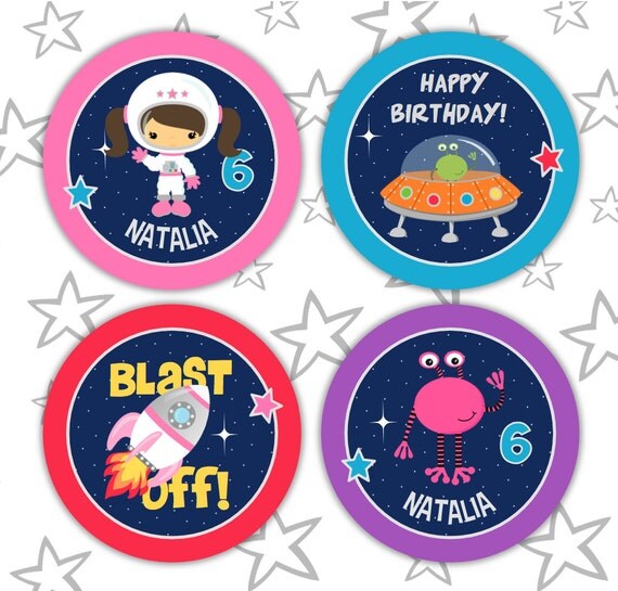 Space Rocket Party Pdf Printable Outer Space Personalized Cupcake 