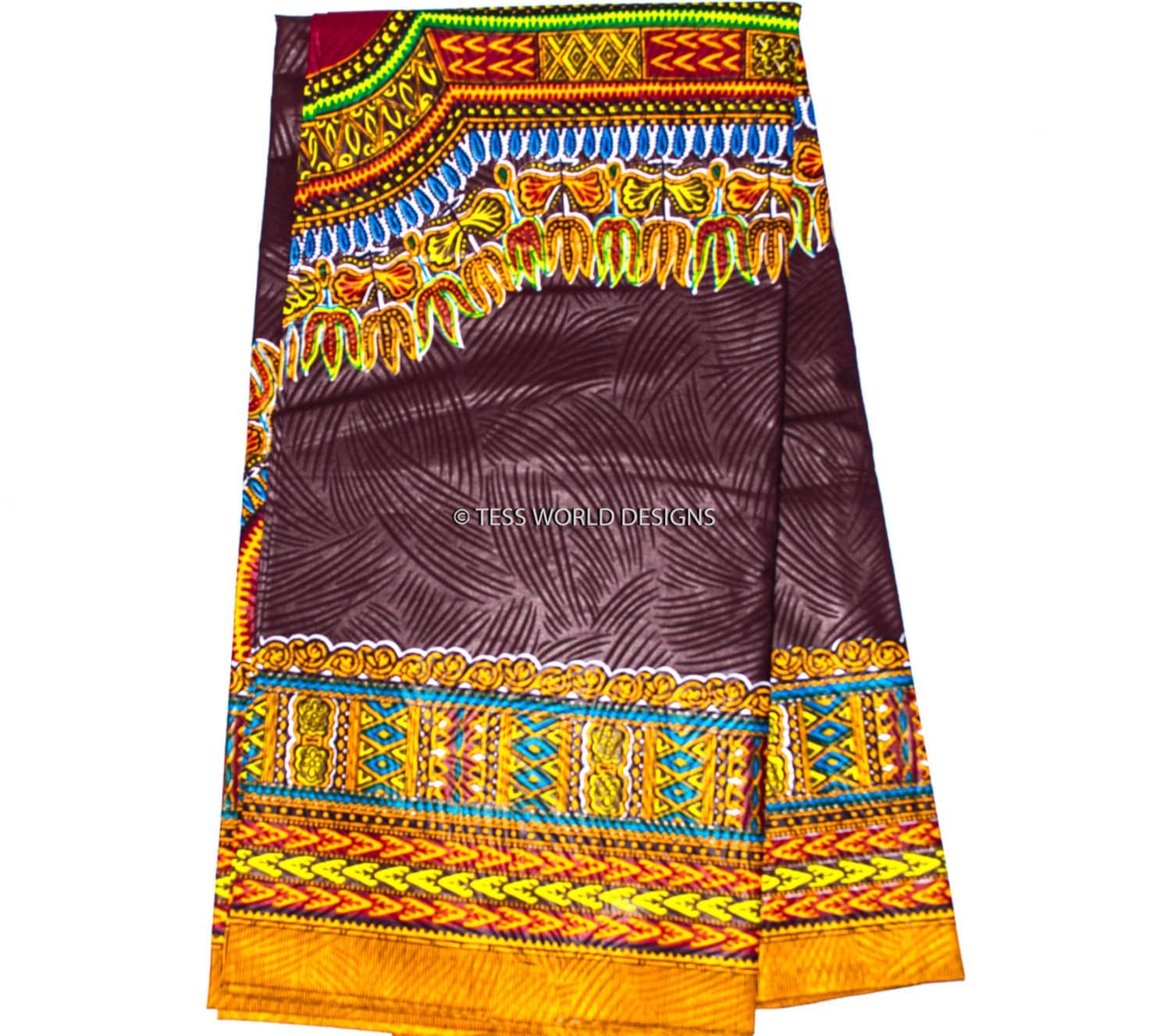 Brown Dashiki fabric/ African Fabric/ Dashiki print/ Dashiki