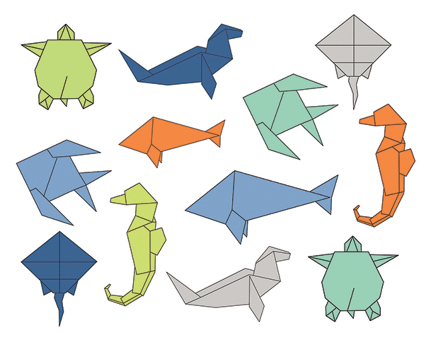 60 off Clip Art Sale Origami Sea Clipart Digital Design