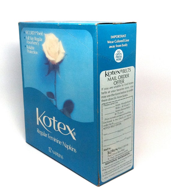 Vintage Kotex Napkins, Feminine Hygiene Products, Unopened Box 1977