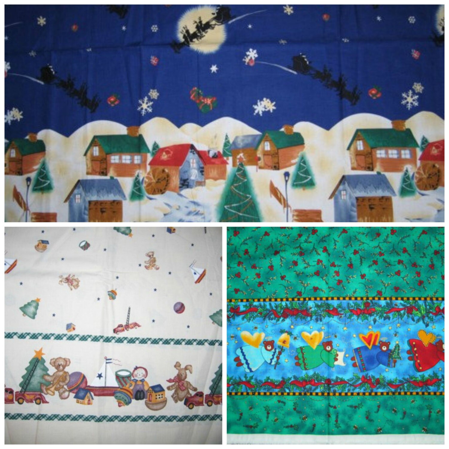 Christmas Border Fabric Prints Holiday Village Daisy